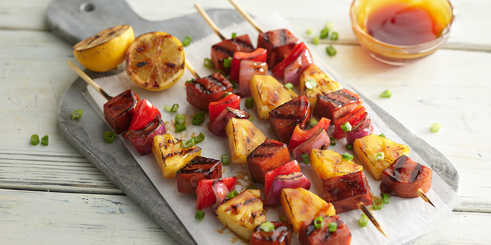 SPAM<sup>®</sup> Classic, Pineapple, and Red Pepper Kabobs