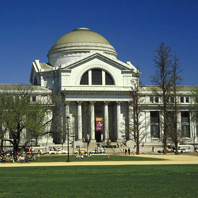 Exterior of the Smithsonian museum.