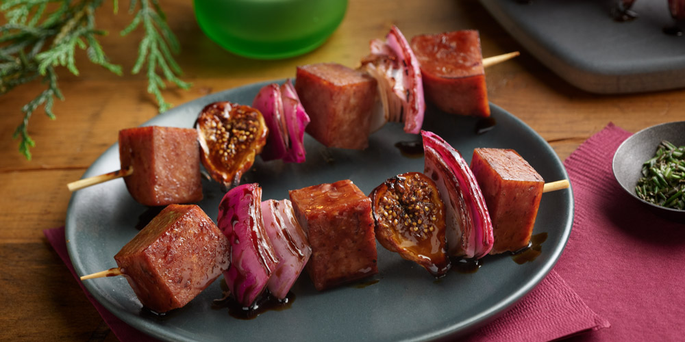 SPAM<sup>®</sup> Figgy Pudding Holiday Skewers