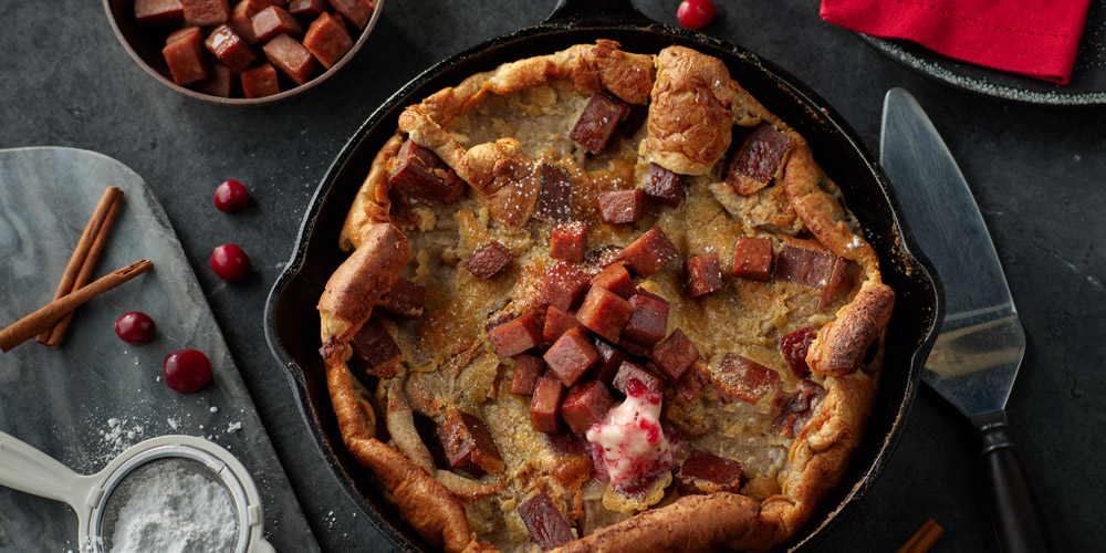 Spiced Dutch Baby Pancake with SPAM<sup>®</sup> Figgy Pudding and Cranberry Butter