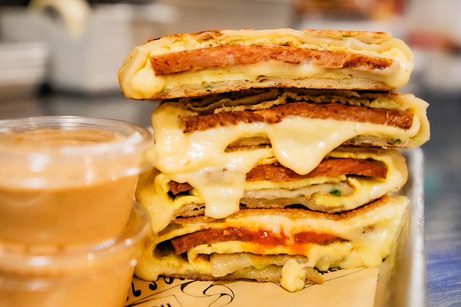 Win Son Bakery X SPAM® Hot Honey Flavored Scallion Pancake Breakfast Sandwich